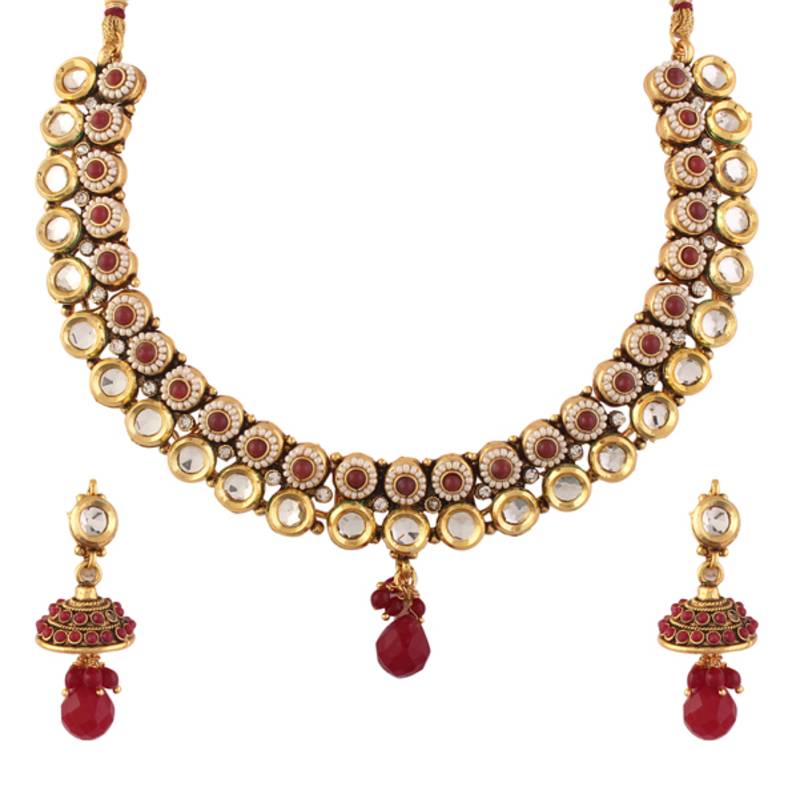 Grandeur Antique Kundan Necklace Set